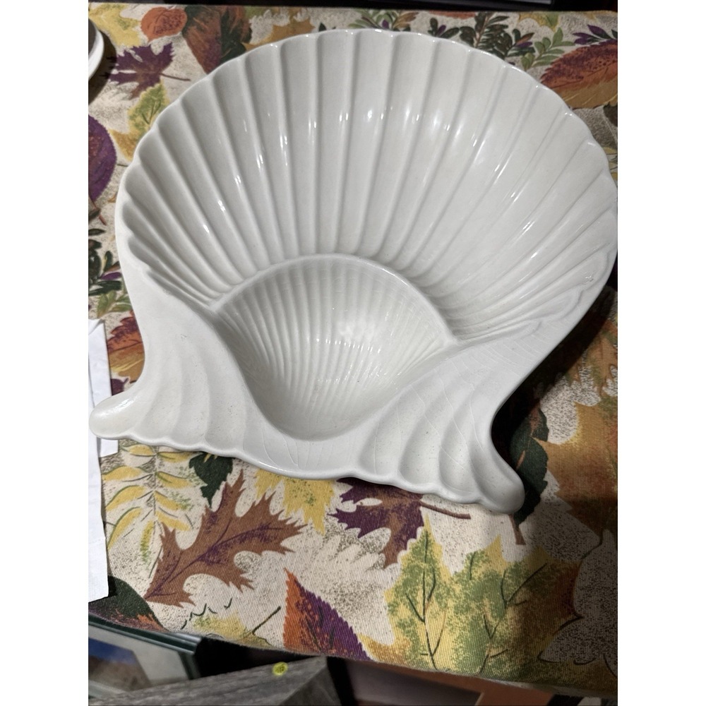 Vintage 1992 Regent Gallery Portugal White Ceramic Seashell Serving Bowl Coastal